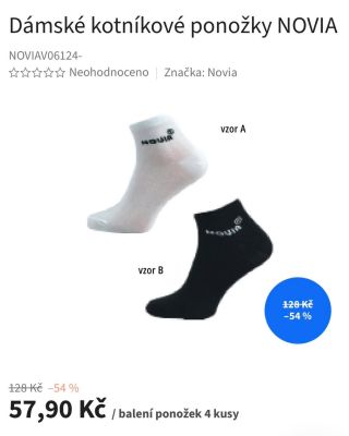 Dámské kotníkové ponožky 4ks - 57,90 Kč...