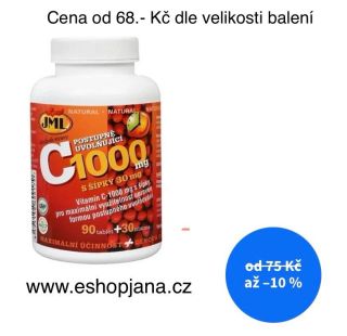 JML Vitamin C 1000 mg -68.-Kč JML Vitamin C 1000 mg se šípky jsou jsou tablety, které vitamin C postupně uvolňují do...