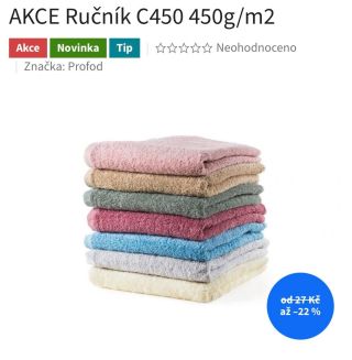 Ručník C450 - od 27.-Kč Velikosti 30x50,50x100,70x140 a koupelnové předložky...