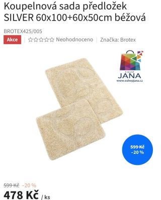 Koupelnová předložka sada - 478.-Kč https://www.eshopjana.cz/koupelnova-sada-predlozek-silver-60x100-60x50cm-bezova/...