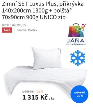 Set zimní peřina + polštář - 1315.-Kč...