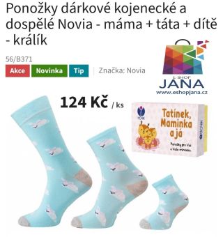 Dárkové ponožky KRÁLÍK máma+táta+dítě - 124.-Kč...