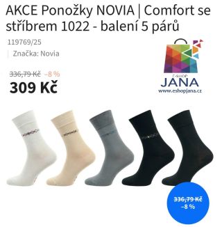 Ponožky NOVIA | Comfort se stříbrem - balení 5 párů - 309.-Kč...