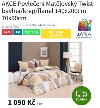 AKCE Povlečení Matějovský Twist - 1040.-Kč...