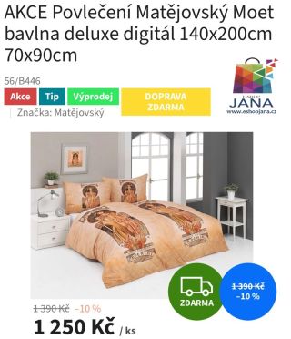 AKCE Povlečení Matějovský - 1190.-Kč...