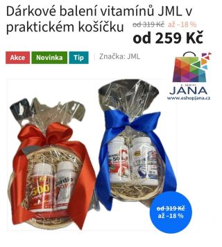 Dárkové balení vitamínů JML v praktickém košíčku - 259.-Kč...