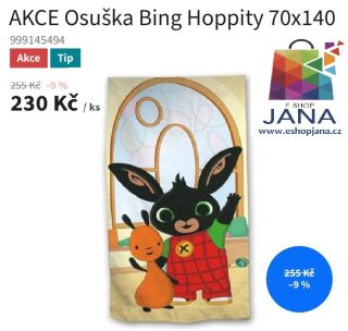 AKCE Osuška Bing Hoppity - 230.-Kč https://www.eshopjana.cz/akce-osuska-bing-hoppity-70x140-cm/ #ponozky #povleceni...
